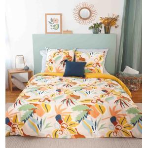 Parure housse de couette en coton imprimée   taie 140x200 c…
