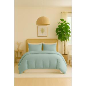 Parure housse de couette en gaze de coton amande 240x220 cm