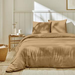 Parure housse de couette en gaze de  coton lin 260x240 cm