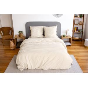 Parure housse de couette en polyester beige sable 240x260 cm