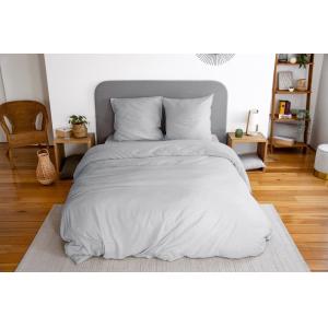 Parure housse de couette en polyester gris perle 240x220 cm