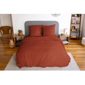 Parure housse de couette en polyester terracotta 240x220 cm