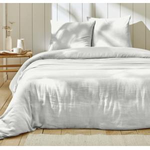 Parure housse de couette gaze de coton blanc 240x220 cm