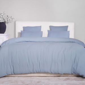 Parure housse de couette gaze de coton bleu givrée 240x220…