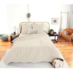 Parure housse de couette gaze de coton galet 240x220 cm