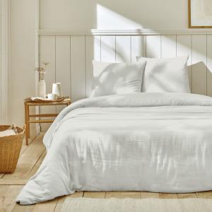 Parure housse de couette gaze de coton ivoire 240x220 cm