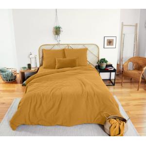 Parure housse de couette gaze de coton miel 240x220 cm