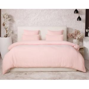 Parure housse de couette gaze de coton rose lotus 260x240 cm