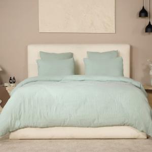 Parure housse de couette gaze de coton vert givrée 240x220…