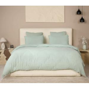 Parure housse de couette gaze de coton vert givrée 260x240…