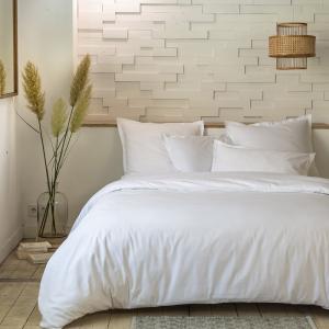 Parure housse de couette percale coton blanc 240x220 cm
