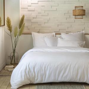 Parure housse de couette percale coton blanc 260x240 cm