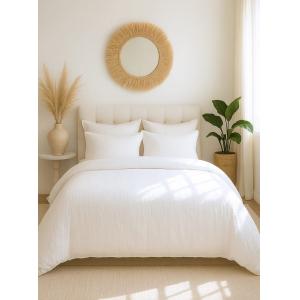 Parure housse de couette polyester blanc 260x240 cm