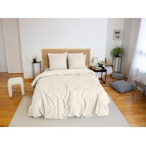 Parure housse de couette polyester creme 240x220 cm