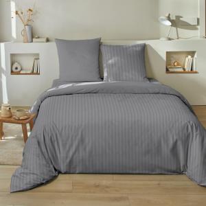 Parure housse de couette satin de coton gris foncé 240x220…