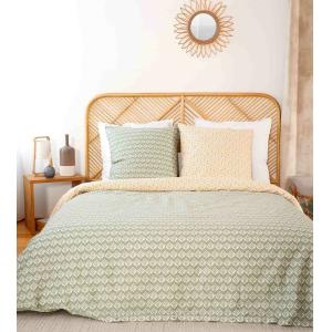 Parure housse de couette satin de coton imprimée   2 taies…