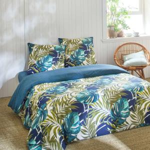 Parure housse de couette   taie(s) coton imprimée vert 240x…