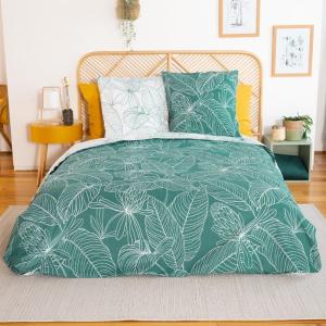 Parure réversible esprit exotique coton vert foncé 240x220…