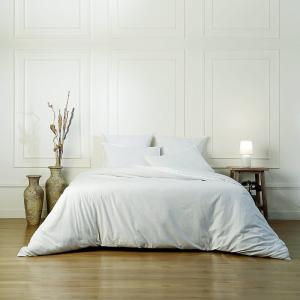 Parure   taie 80x80 coton lavé blanc 155x220