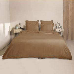 Parure   taie 80x80 satin de coton caramel 155x220/80x80