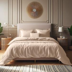 Parure   taie 80x80 satin de coton rose poudré 135x200/80x8…