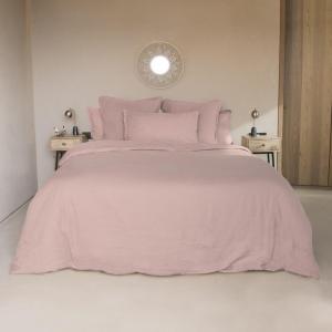 Parure   taies 50x70 lin lavé rose 260x240