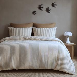 Parure   taies 65x65 coton lavé noisette 240x220 2(65x65)