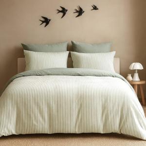 Parure   taies 65x65 coton lavé vert céladon 240x220 2(65x6…