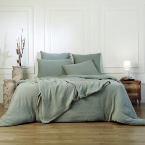 Parure   taies 65x65 gaze de coton céladon 240x220