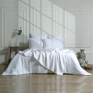 Parure   taies 65x65 lin lavé blanc 240x220