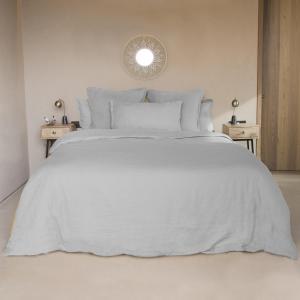 Parure   taies 65x65 lin lavé gris perle 240x220 2(65x65)