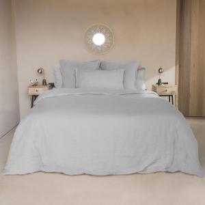 Parure   taies 65x65 lin lavé gris perle 260x240