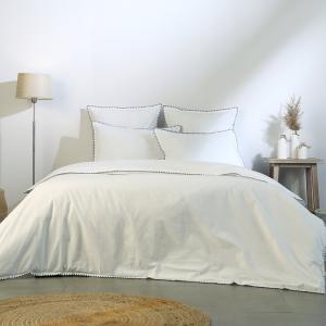 Parure   taies 65x65 percale blanc / denim 240x220 2(65x65)