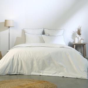 Parure   taies 65x65 percale blanc & denim 240x220