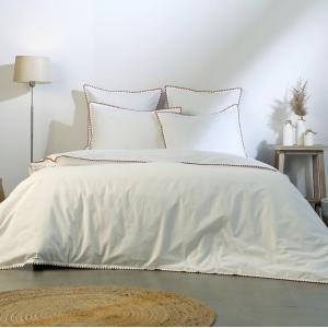 Parure   taies 65x65 percale blanc & rouge 260x240