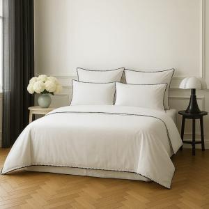 Parure   taies 65x65 percale de coton blanc & noir 240x220