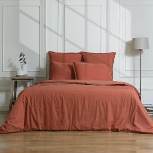 Parure   taies 65x65 percale rouge toscane 240x220