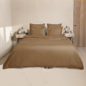 Parure   taies 65x65 satin de coton caramel 240x220 2(65x65)