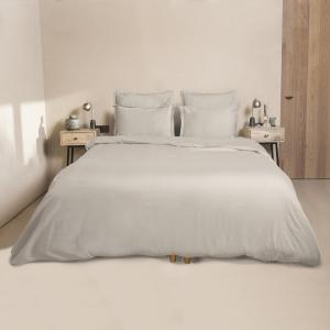 Parure   taies 65x65 satin de coton gris perle 240x220 2(65…