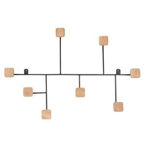 Patère 8 crochets en acier noir et bois de manguier