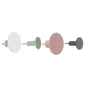 Patères bleu gris, noire, blanche et rose (x4)