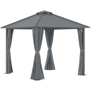 Pavillon de jardin - dim. 2,96L x 2,96l m - rideaux - alumi…