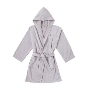 Peignoir à capuche en coton gris M-L