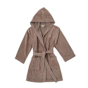 Peignoir à capuche en coton marron M-L