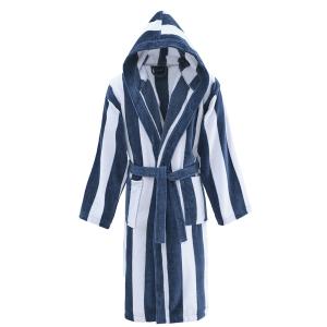 Peignoir adulte mixte rayé velours  indigo XL
