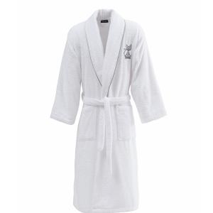 Peignoir brodé col châle 420 g/m²  blanc L