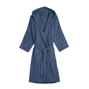 Peignoir capuche en coton BIO Taille XL Bleu Indigo