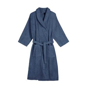 Peignoir col châle en coton BIO Taille XL Bleu Indigo