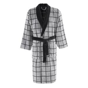 Peignoir col châle velours  carbone L