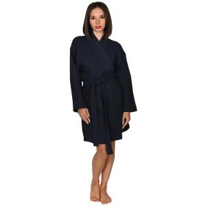 Peignoir court nid d'abeille  bleu nuit XL